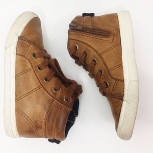 Cat and Jack Brown Leather Hi Tops Sz 10